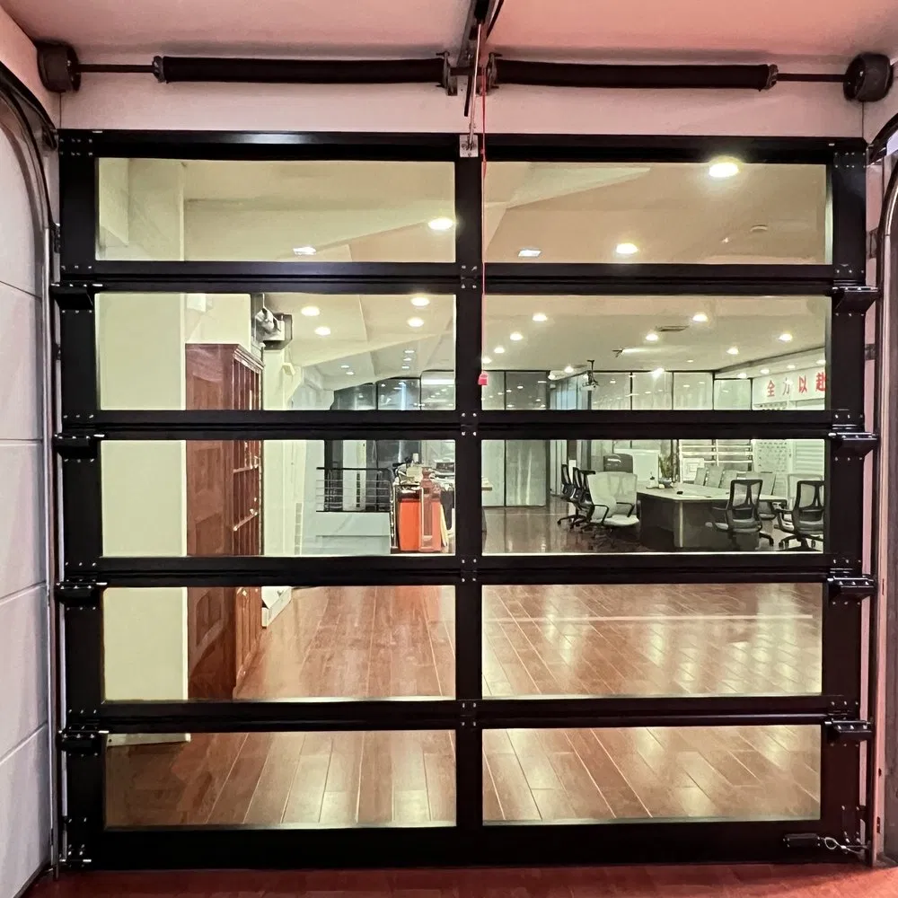 Custom Powder Coated Panoramic Glass Panel Overhead Aluminum Garage Door