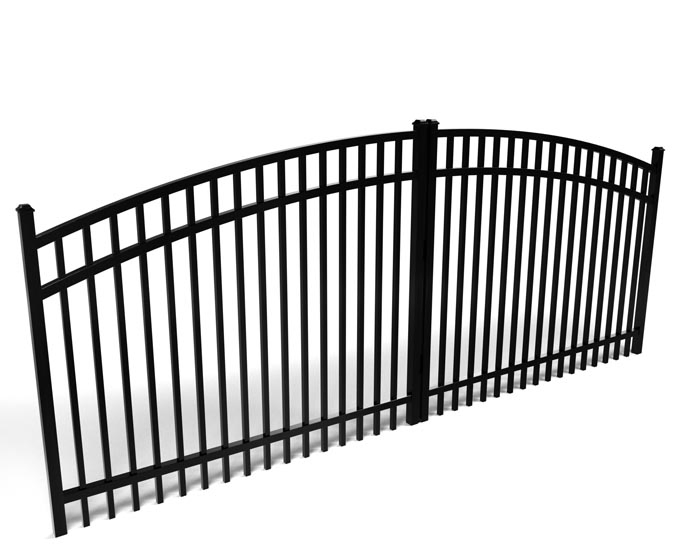 Hsj 24 Foot/20FT Wide Entry Black Metal Wrought Iron Steel Dual Automatic Sliding Swing Simple Driveway Gate Design