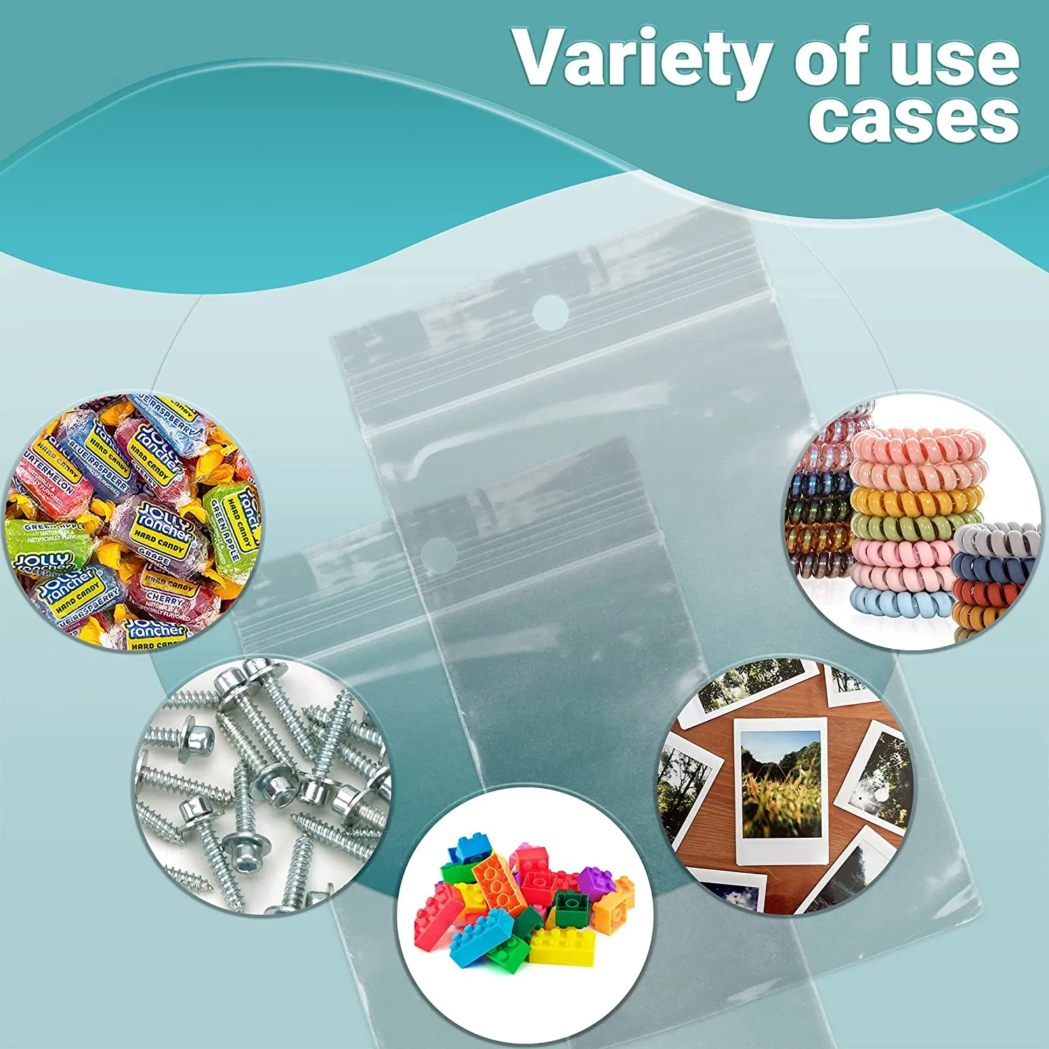 Customizable PE Polyethylene Clear Ziplock Zipper Self Adhesive Seal Bags with Round Circle Hole/Euro Hole/Hanging Hole