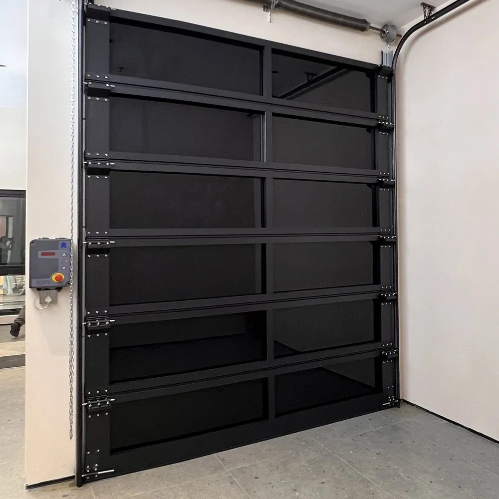 Custom Anodized Panoramic Insulated Glass Aluminum Sectional Garage Door for Auto 4s Shops