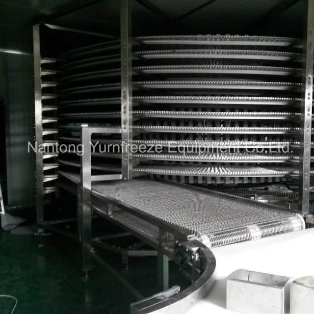 Stainless Steel IQF Spiral Freezer with SUS304/Food Grade Polyethylene Plastic Screw Mesh Belt