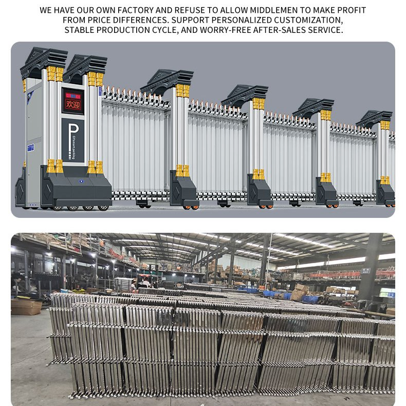 Xgy Stainless Steel Automatic Industrial Electric Folding Door Motorized Telescopic School Security Front Fence Retractable Gate