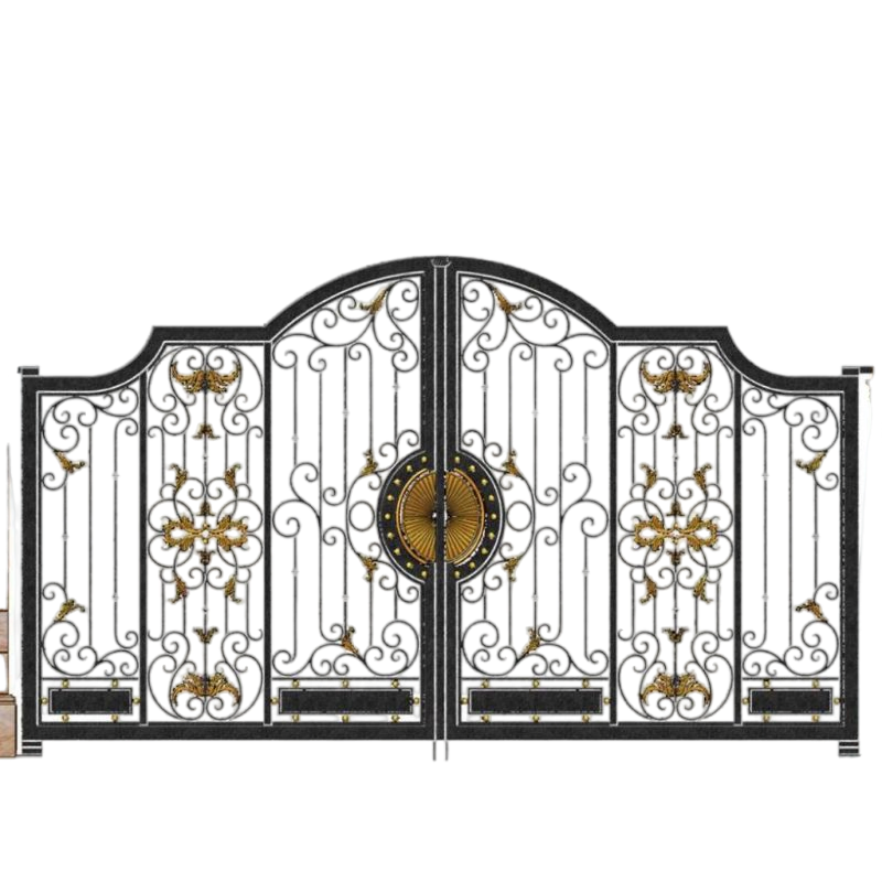 Wrought Iron Automatic Front Entry Doors Manor Gate for Houses Swing Driveway