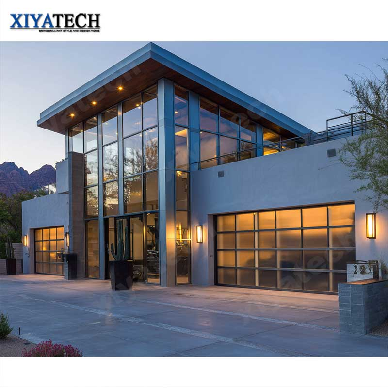 Aluminum Mirrored Glass Panoramic 16X7 8X7 Aluminum Full View Insulated Garage Door