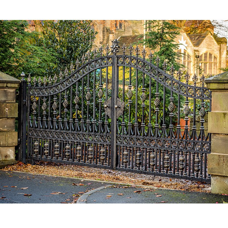Sliding Swing Driveway Ornamental Decorative Fence Steel Wrought Iron Gate
