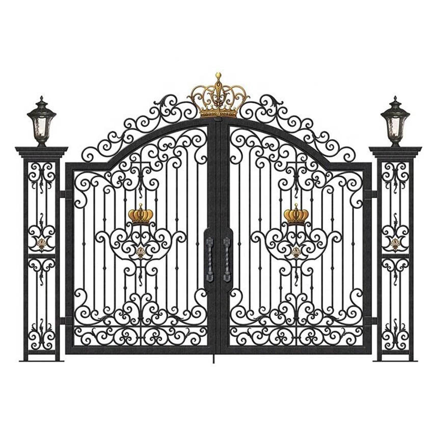 Simple Wrought Iron Double Swing Gate Design, Modern Iron Main Gate Design, Steel Driveway Gates