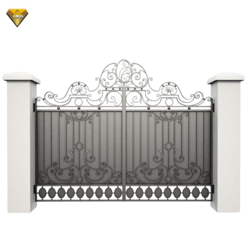 Wrought Iron Automatic Front Entry Doors Manor Gate for Houses Swing Driveway