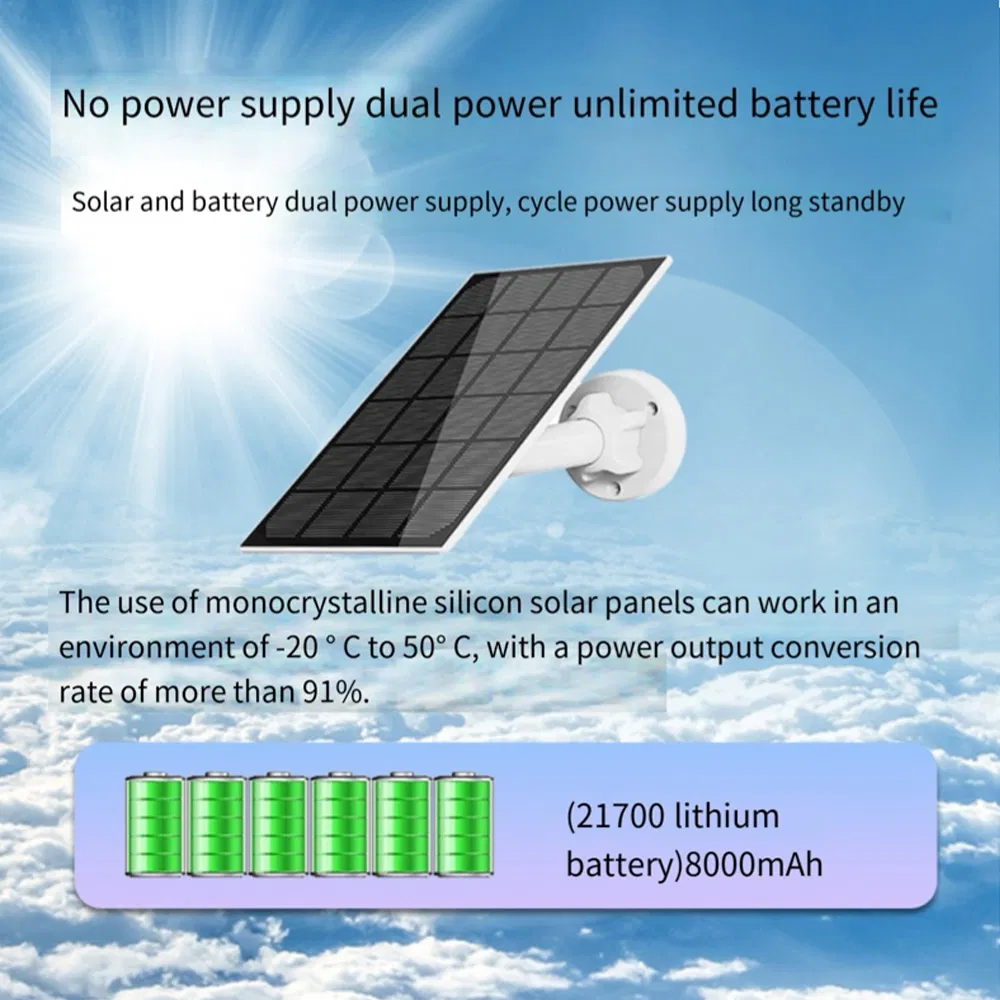 Video Screen WiFi/4G Solar CCTV Security IP Camera with Smart Light &amp; Sound Alarm, PIR Motion Detection