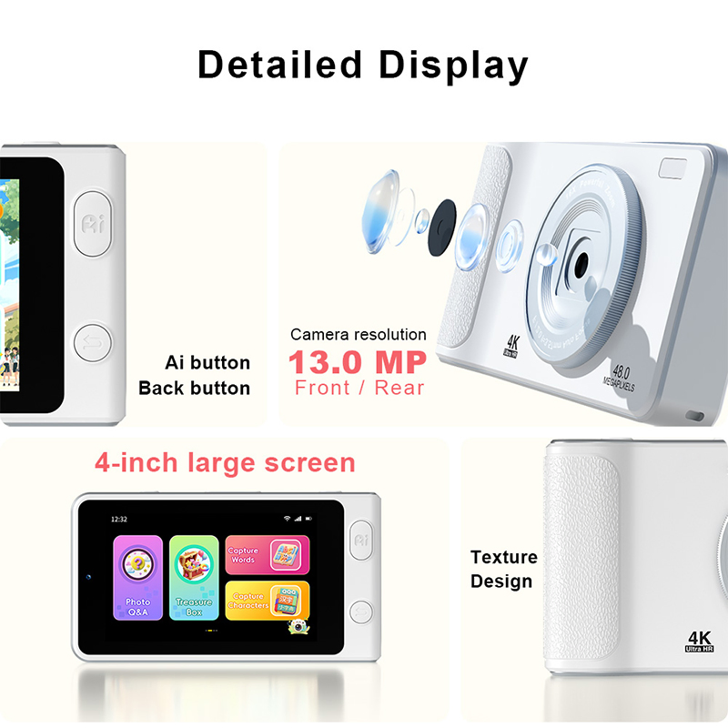 Kids' 4K Digital DSLR Camera with 180° Flip Screen &amp; Telescopic Rotating Lens Mini USB Design for Photography-Loving Teens