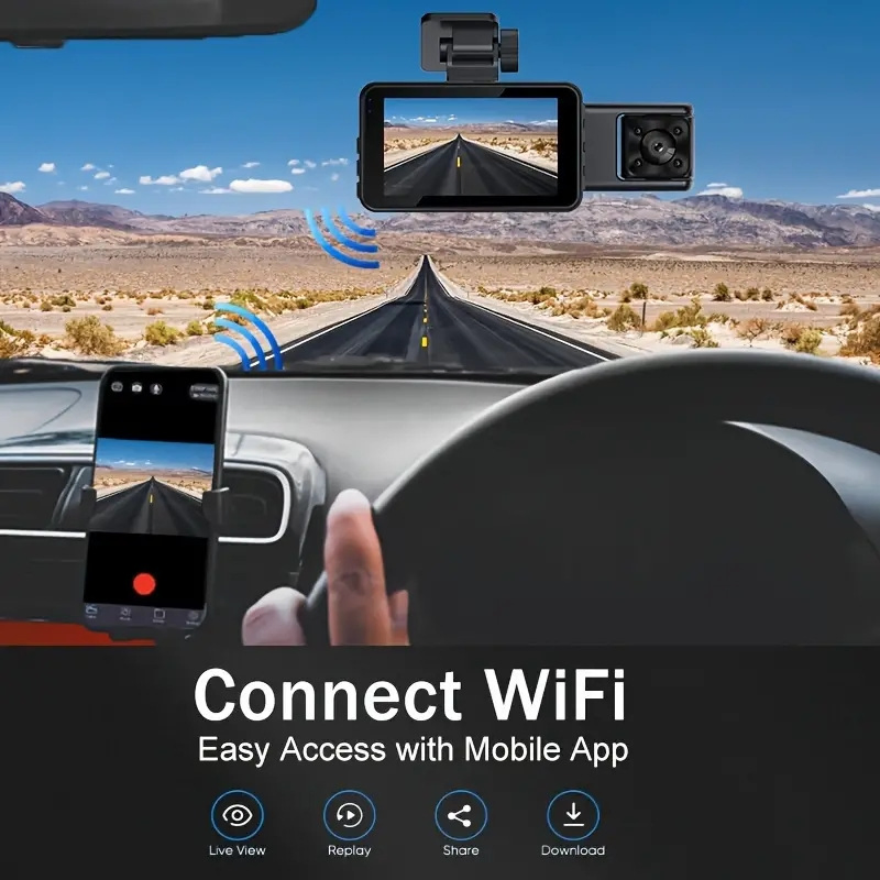 Skylla High Quality 3 Lens Car Camera Micro Multifunctional WiFi Front Inside Rear 3 Way Dash Camera All-in-One Dash Cam