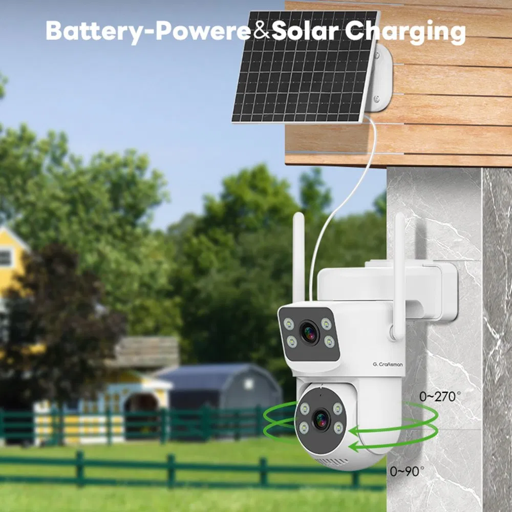 G4-P1fd-M2X 2MP+2MP Aov Aor 4G Solar CCTV IP PTZ Security Camera Dual Two Lens SIM Card Cloud Storage Auto Tracking for Outdoor Use