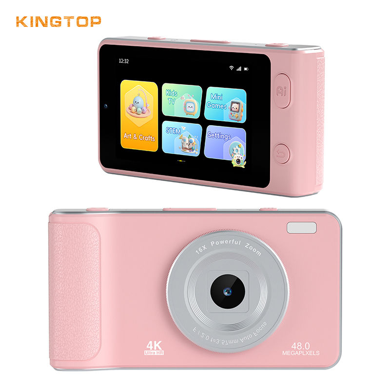 Kids' 4K Digital DSLR Camera with 180° Flip Screen &amp; Telescopic Rotating Lens Mini USB Design for Photography-Loving Teens