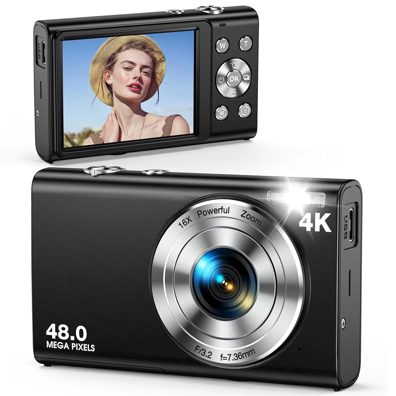 DC402-Af 4K Kids Teens 48MP Digital Camera Auto Focus 16X Digital Zoom Vlogging Camera