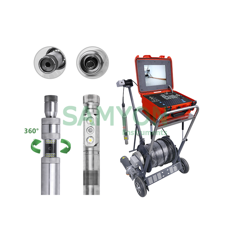 300m Borehole Inspection Camera 360 Degree Rotate Down Hole Video Camera