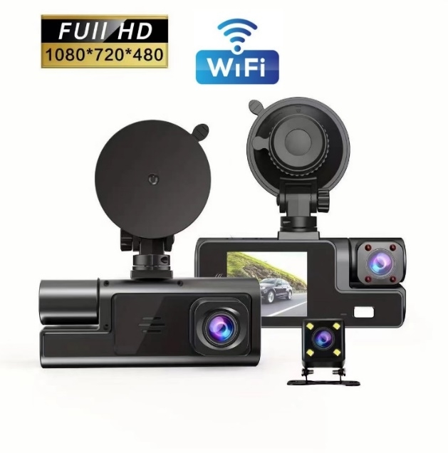 Three Lens Car DVR Camera WiFi Super Night Vision Front Dash Camera