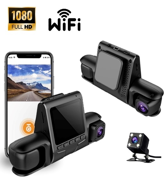Three Lens Car DVR Camera WiFi Super Night Vision Front Dash Camera
