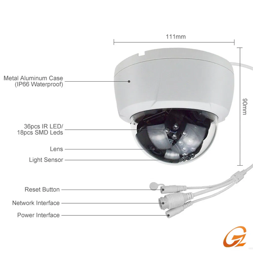 Metal 4MP Ai Dome CCTV Camera, IP Poe Explosion-Proof Industrial High-Temperature Resistant High-Definition Face Recognition Security Camera