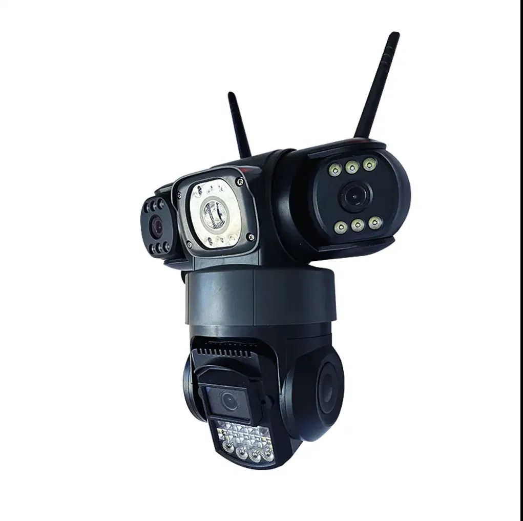 V380 New 3 Lens and 3 Screen Sc28-G Black 6MP Security CCTV Wireless IP Security 4G Network PTZ Triple-Lens Camera Sc28