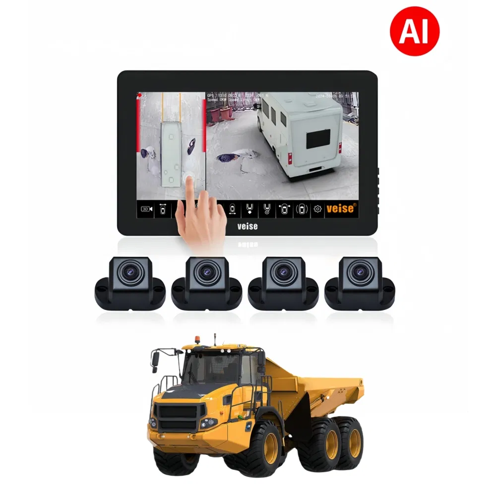 HD 1080P 360 Panoramic 3D Bird's-Eye View Dash Camera with Recording for Truck Drivers Safety