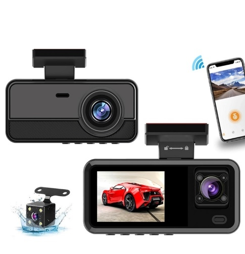 Three Lens Car DVR Camera WiFi Super Night Vision Front Dash Camera