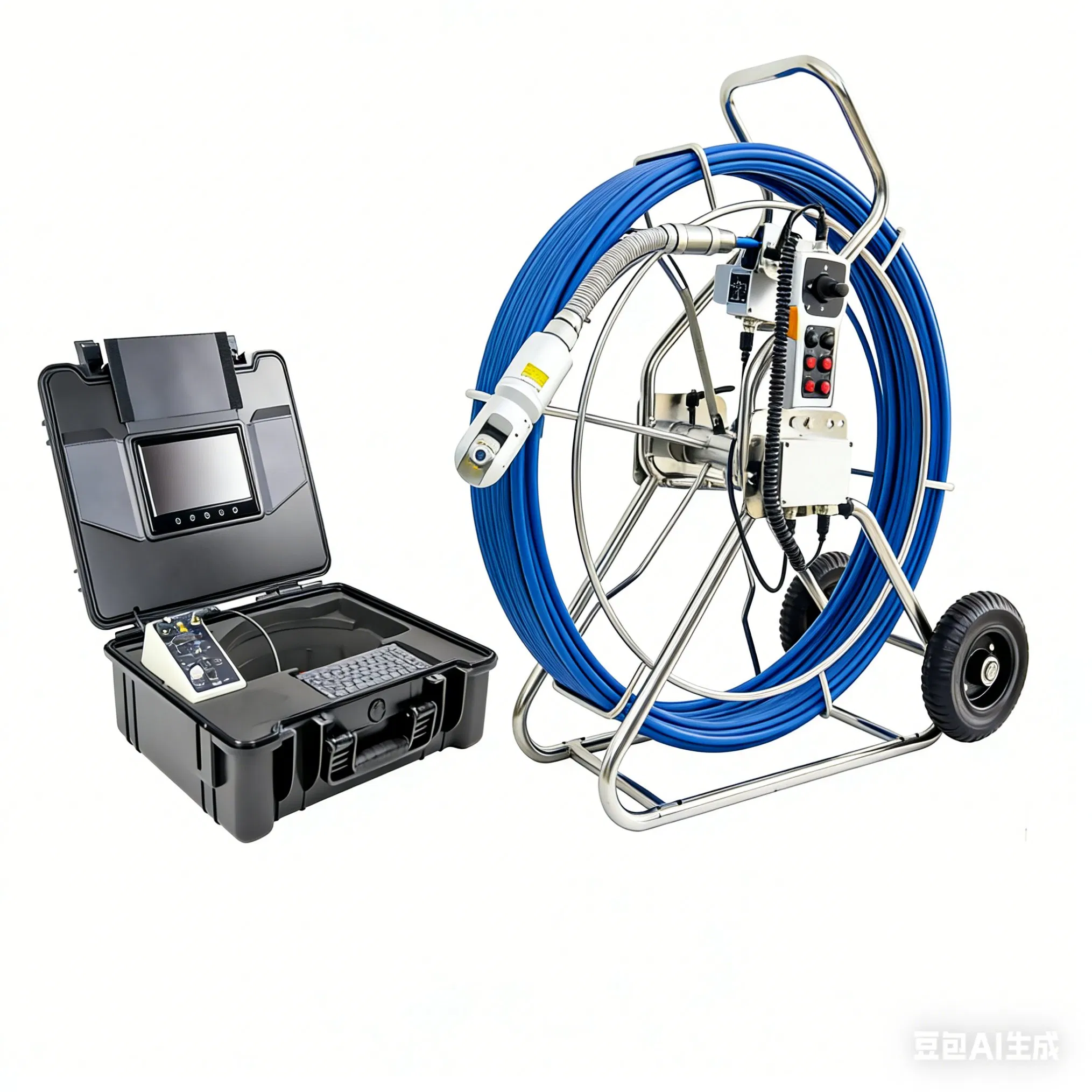 Wopson 9inch 60m Fiberglass Cable 360 Degree Pipe Sewer Drain Inspection Camera