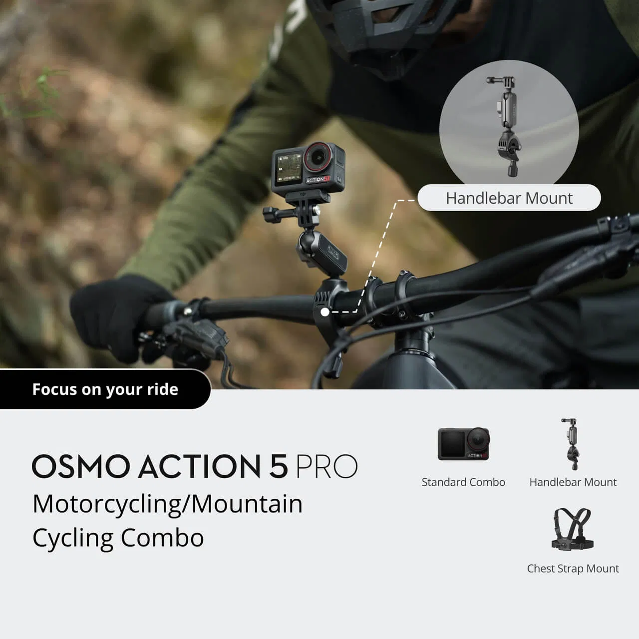 DJ Osmo Action 5 PRO Motorcycling/Mountain Cycling Combo Vlog Camera 4K/120fps Subject Tracking