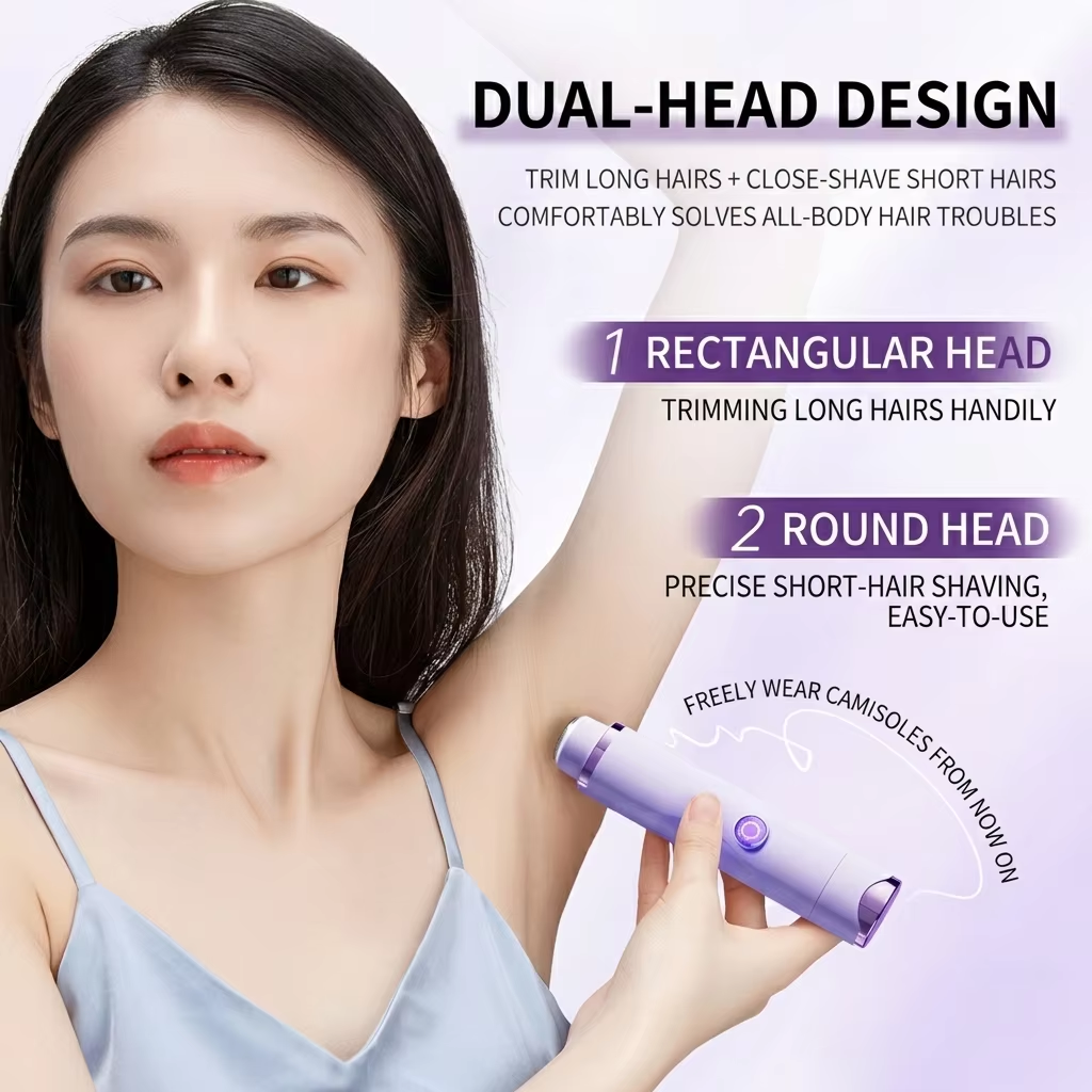 Bulk Order USB Type-c Rechargeable Bikini Trimmer IPX4 Grade Waterproof Women Shaver Double Head Precise Trimming Hair Remover