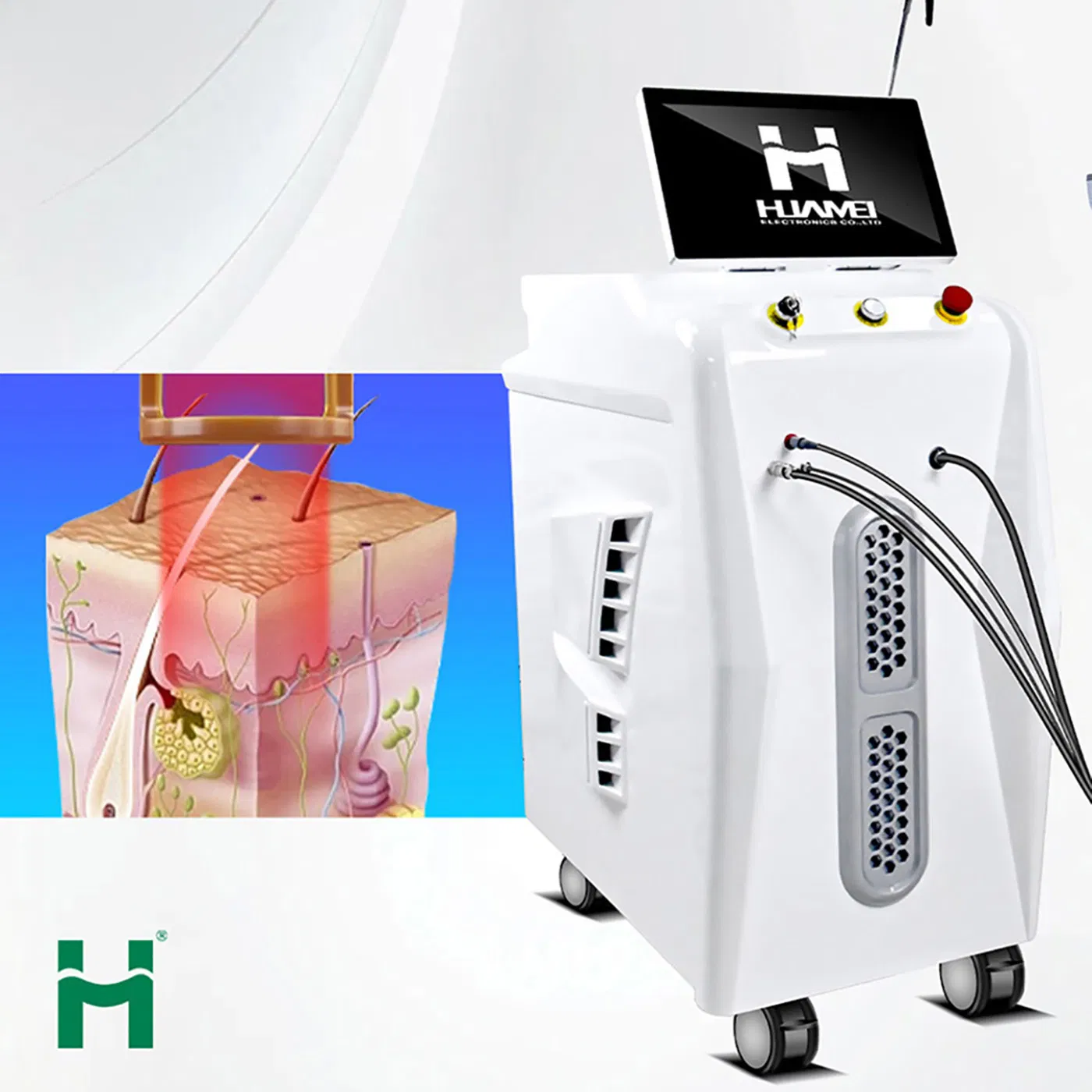2024 Huamei Technology Alexandrite Laser 755nm 1064nm Long Pulse Laser New Design with Smart Touch Screen for Permanent Hair Removal