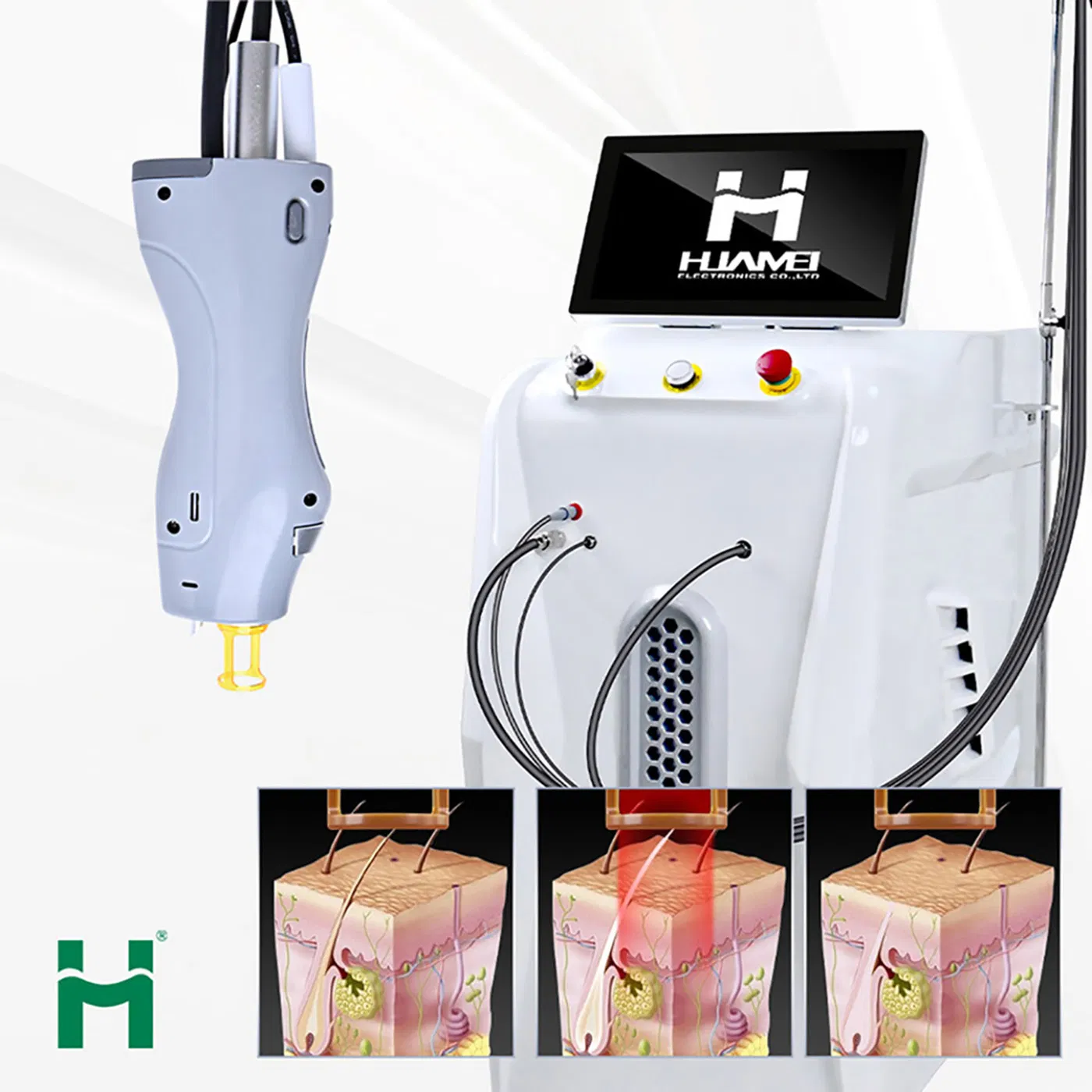 2024 Huamei Technology Alexandrite Laser 755nm 1064nm Long Pulse Laser New Design with Smart Touch Screen for Permanent Hair Removal