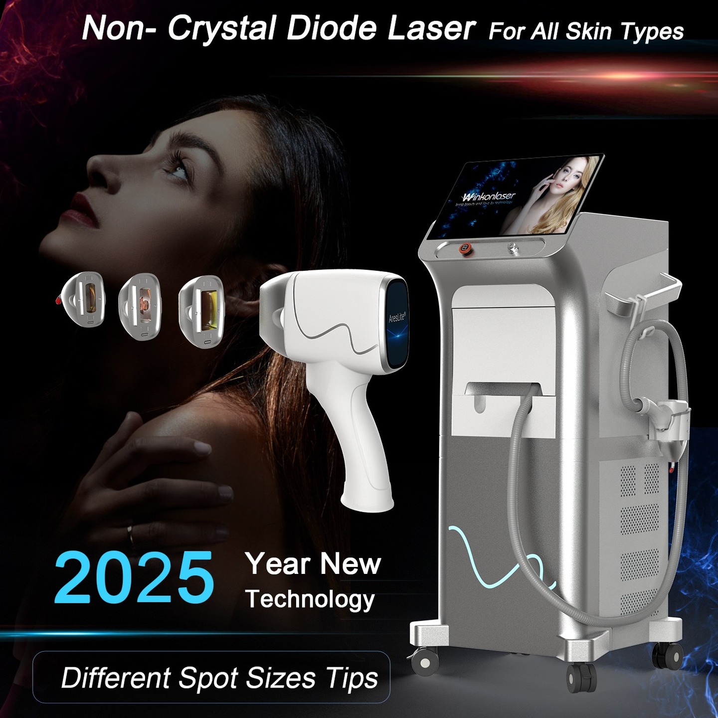 Best Sale 3000W Exchangeable Spot Diode Laser Hair Removal Machine Ai Hair Analysis for Full Body Permanent Hair Removal
