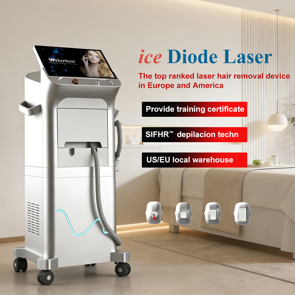 Professional Best 3000W 808nm Ai Diode Laser Hair Removal Machine 4 Wave Permanent Painless DCS Ice With 4 Replaceable Spot Size