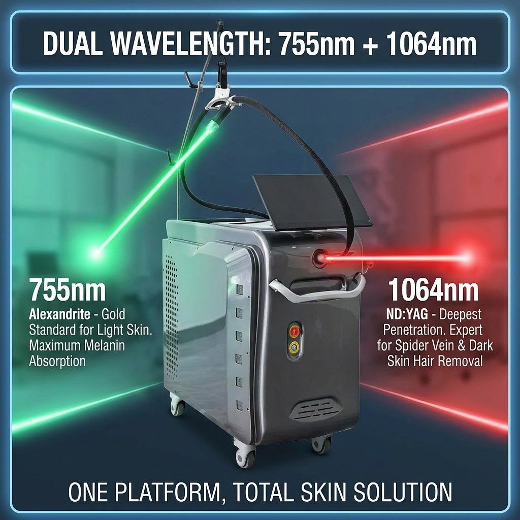 Jontelaser Medical Grade Alexandrite 755nm Nd Yag 1064nm Long Pulse Laser for Professional Clinic Use