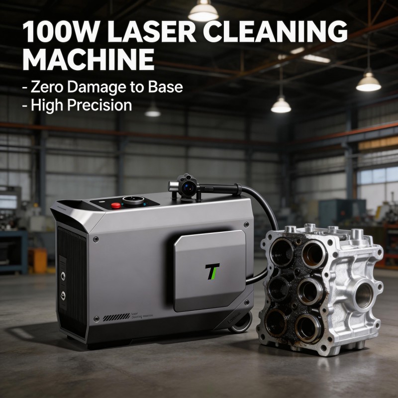 100W Eco Friendly Mobile Air Cooled Pulse Laser Cleaning Machine Rotating Smart Screen Touch Start System HF LASER