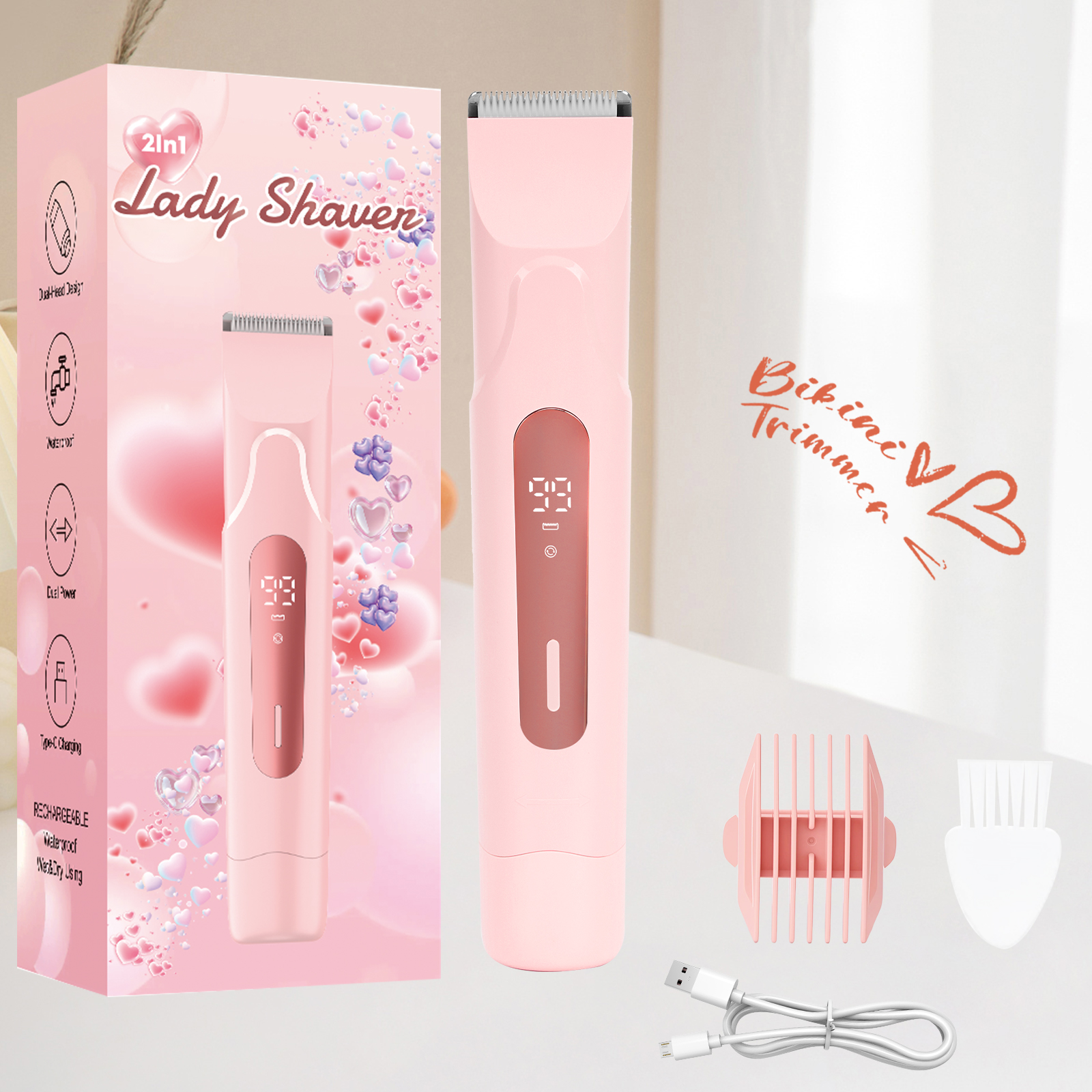 USB Charge Portable IPX7 Waterproof Women's Tweezer for Bikini Eyebrows Face Legs & Underarms Hair Removal & Skin Rejuvenation