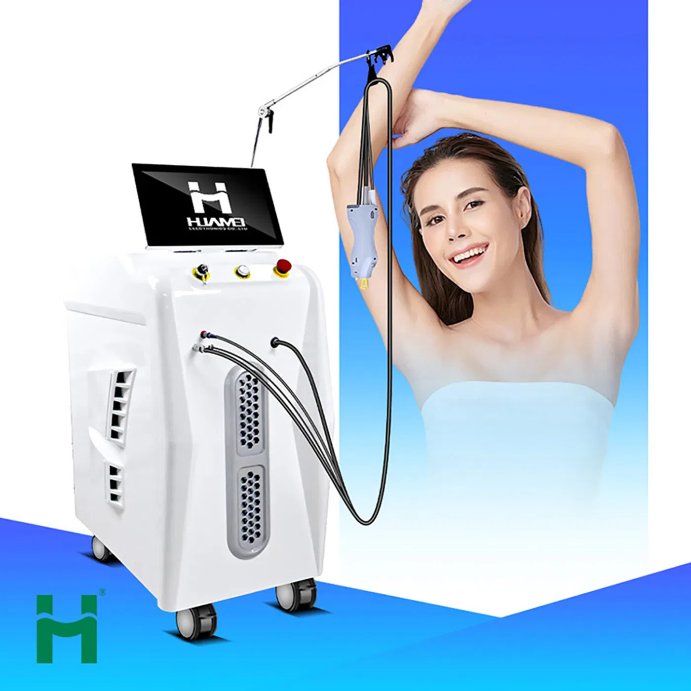 2024 Huamei Technology Alexandrite Laser 755nm 1064nm Long Pulse Laser New Design with Smart Touch Screen for Permanent Hair Removal