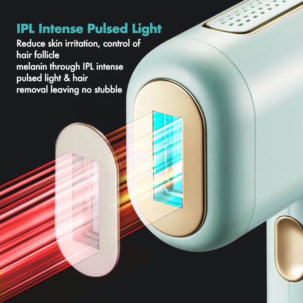 Orange Sapphire Ice-Cooling IPL Laser Hair Removal Device 999999 Flashes 5 Levels LCD Screen Painless Epilator for Full Body Use