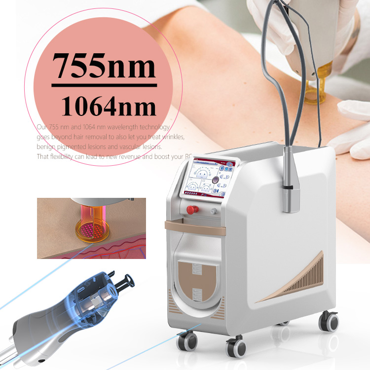 1064nm 755nm Dermatology Alexandrite Laser Machine Alex-YAG Max Long Pulse Most Effective Face Electrolysis Hair Removal Technology Alex Laser Machine