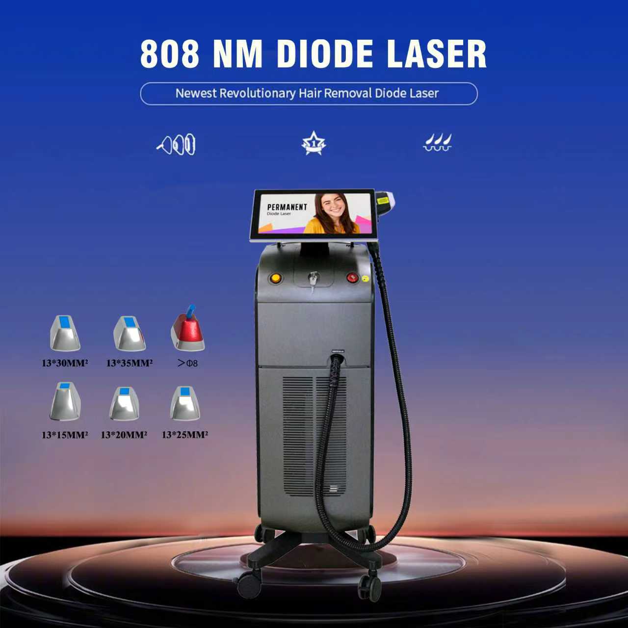 600w - 1200W Titanium Diode Laser for Hair Removal Targets Armpit Leg Bikini Line Chest Hair for White Man's Skin Treatment