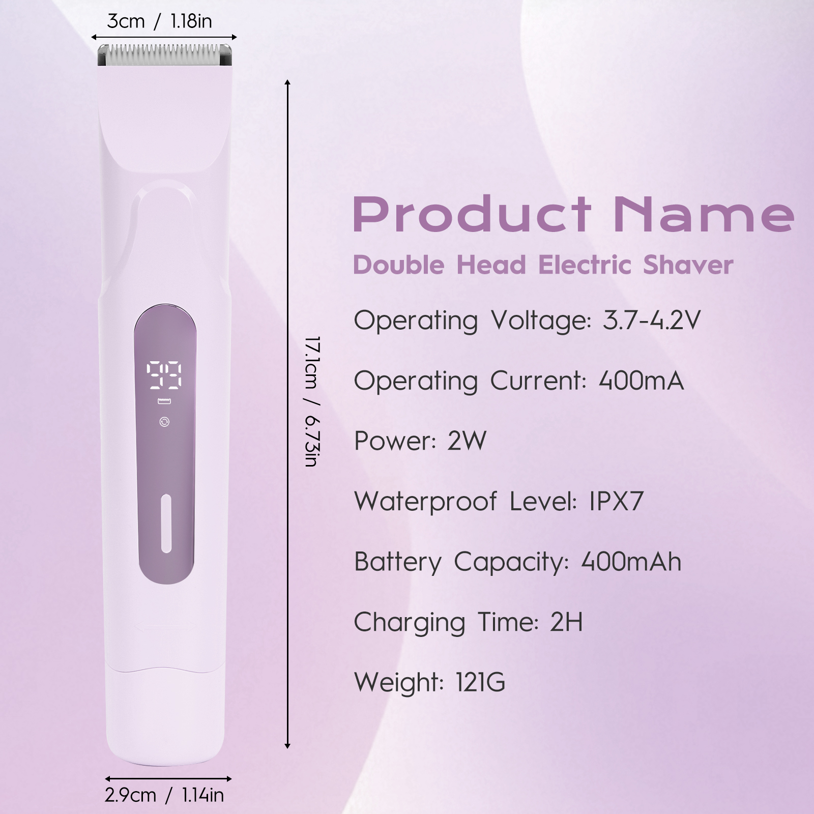 USB Charge Portable IPX7 Waterproof Women's Tweezer for Bikini Eyebrows Face Legs & Underarms Hair Removal & Skin Rejuvenation