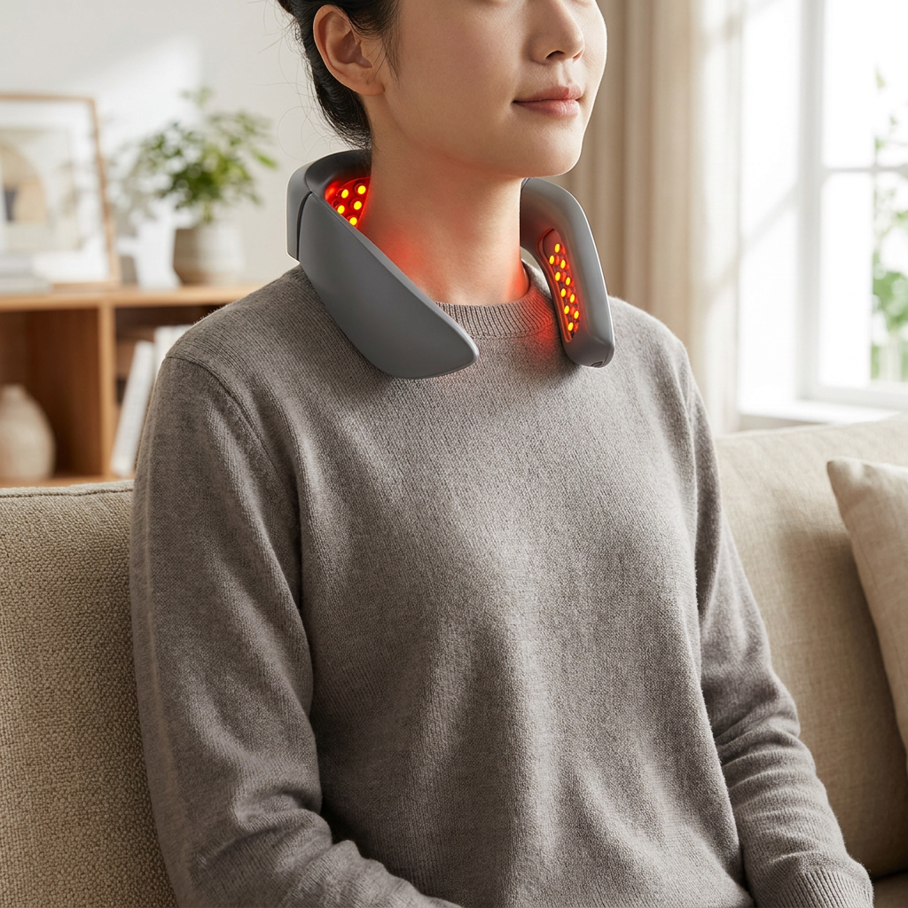 Portable Neck Massager Release Pressure Rechargeable 14 Beads 650nm Diode Laser Light Massage Neck Relax Pain Relieve Device