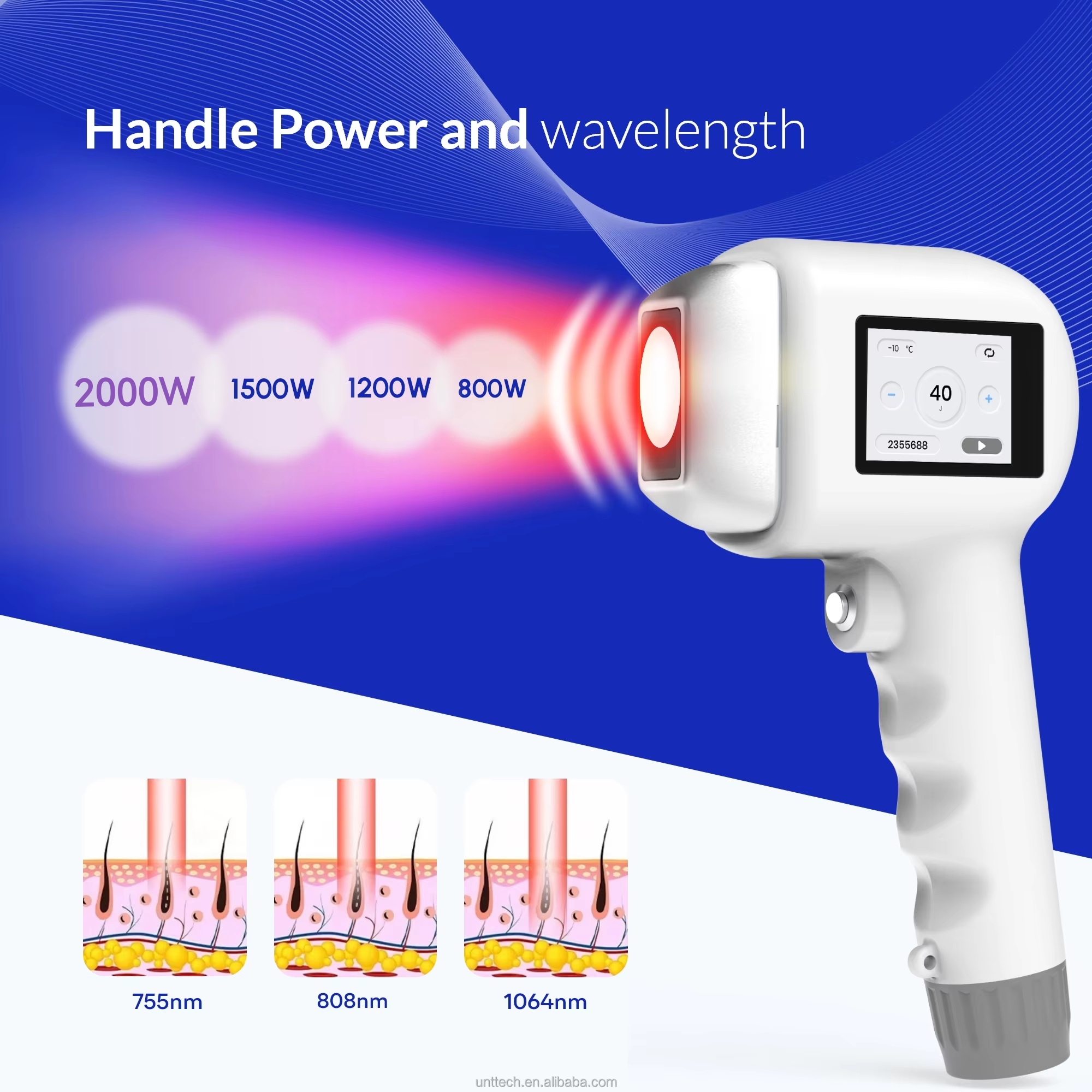2000W Medical Grade Professional Diode Laser Hair Removal Machine 755nm/808nm/1064nm Wavelengths Water+Compressor Cooling For