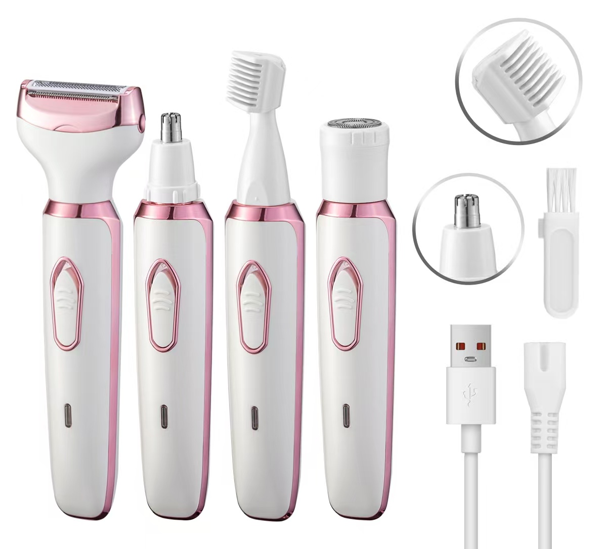 Multifunctional 4-in-1 Women's Electric Shaver Eyebrow Hair Removal USB Charging Underarm Hair Shaver Hair Remover