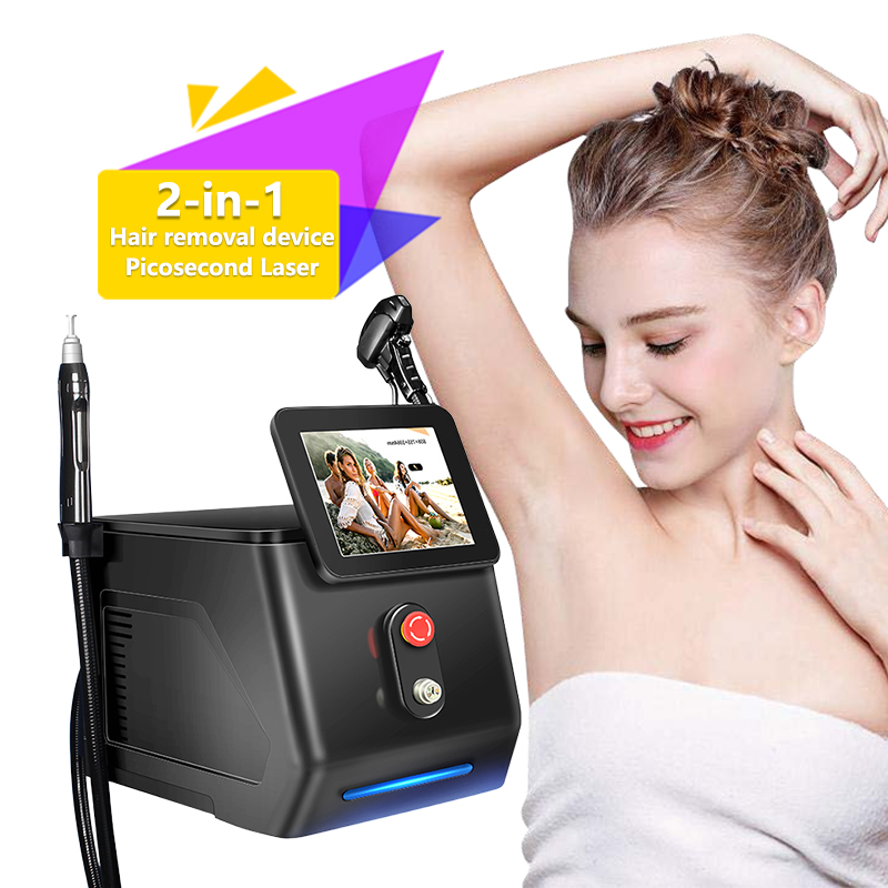 Professional Diode Laser Hair Removal Machine 1064nm Multi-Wavelength 2-in-1 Handheld Face &amp; Body Hair Removal Plastic UK Plug