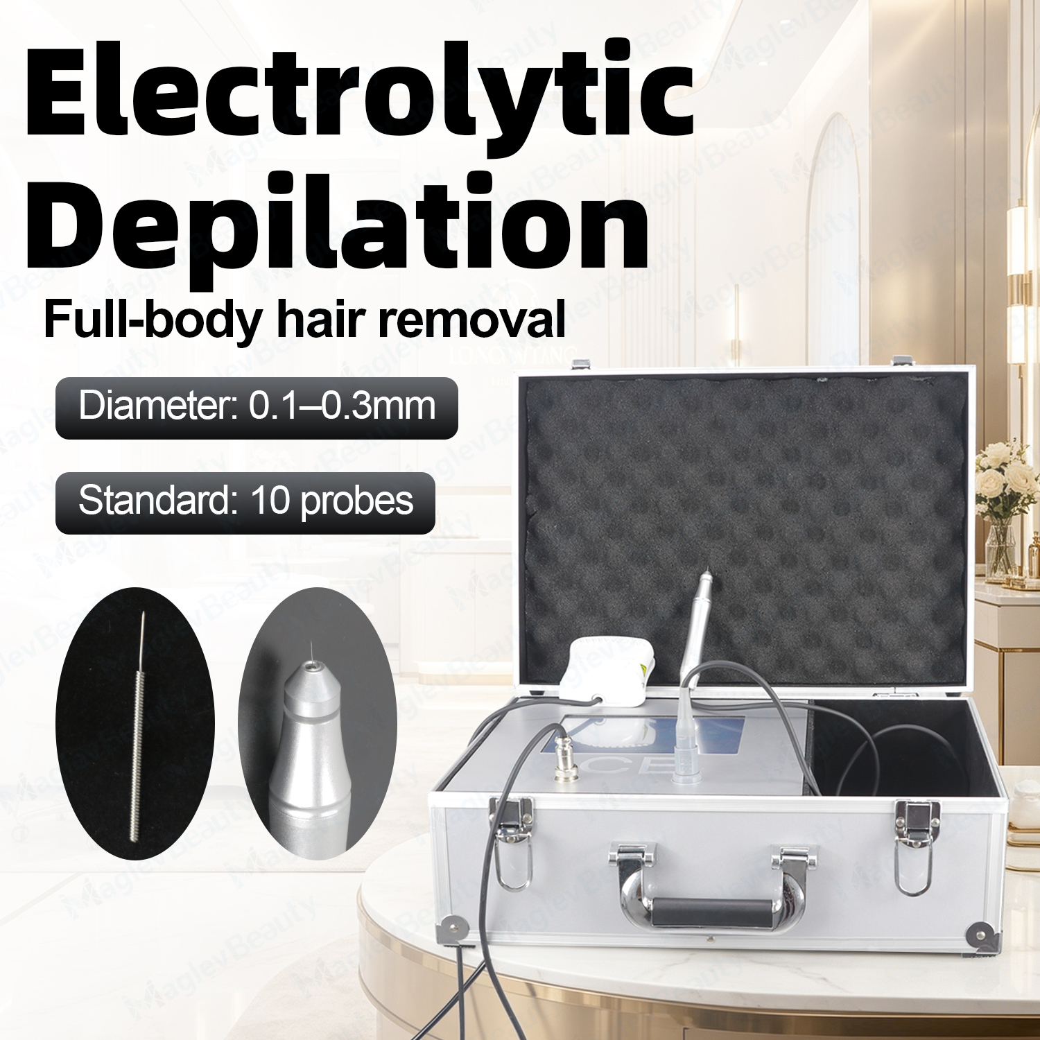 Precision Electrolytic Permanent Hair Removal Machine 0.1-0.3mm Probe for Face Lip Armpit Bikini Line Full Body Commercial Salon