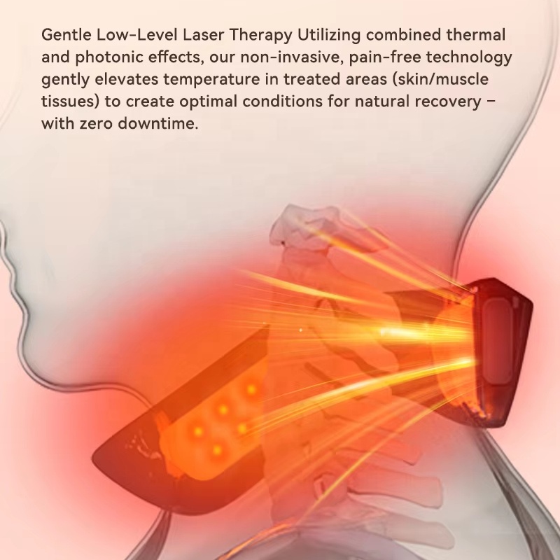 Portable Neck Massager Release Pressure Rechargeable 14 Beads 650nm Diode Laser Light Massage Neck Relax Pain Relieve Device