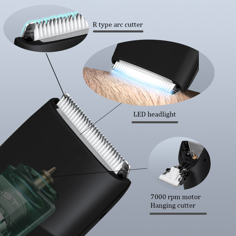 OEM Professional For Men Ceramic Blade Electric Epilator Shaver Body Groomer Kit Washable Waterproof LED-Light Hair Removal