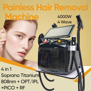Professional 4in1 Nd Yag 808nm Diode Laser Body Hair Removal Device Machine 3 Wave 1064 Laser Beauty Equipment Ipl Laser Cooling