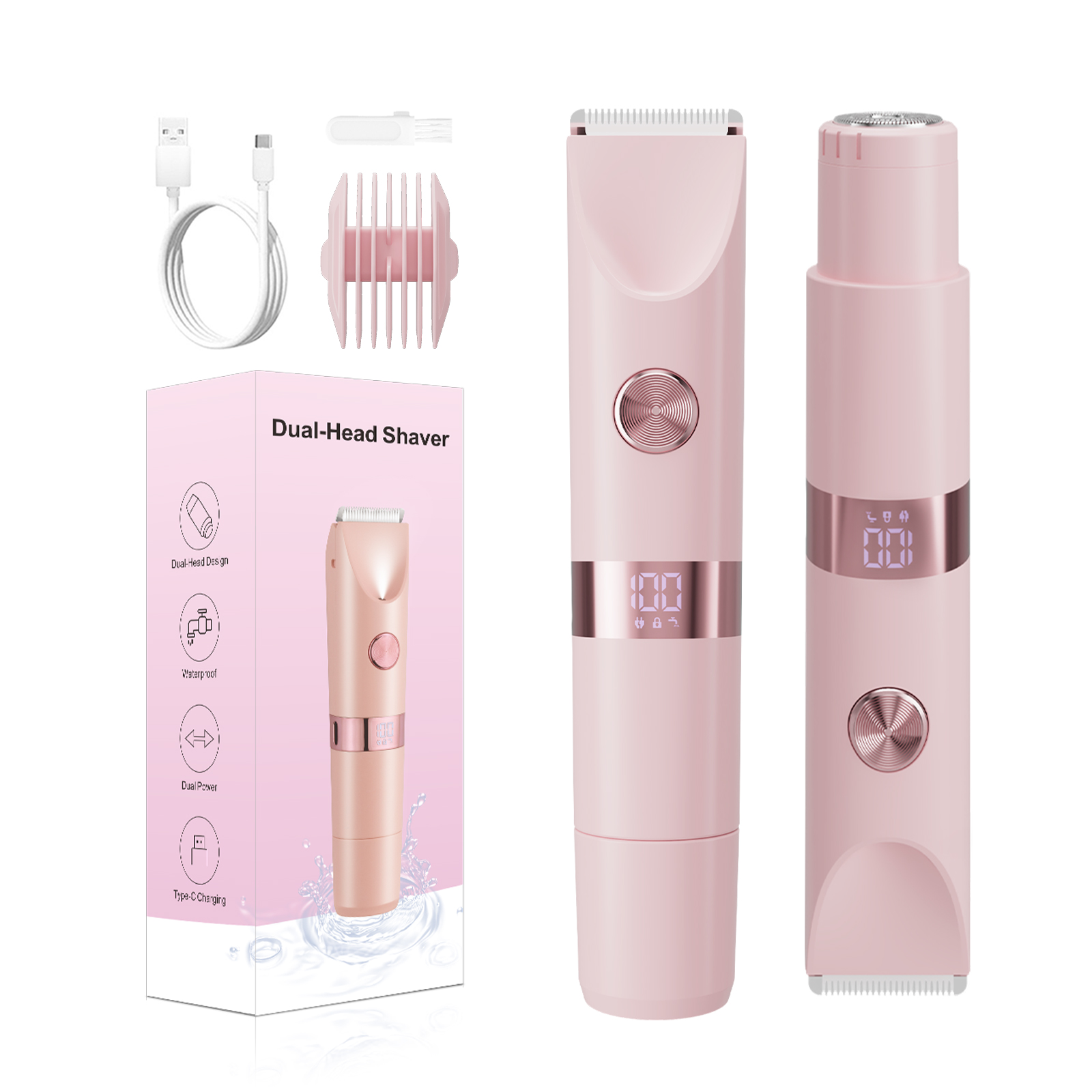 2 In 1 Electric Razors For Shower&amp;Travel Waterproof Shaver Pubic Hair Remover For Underarm Legs&amp;Bikini Bikini Trimmer For Women
