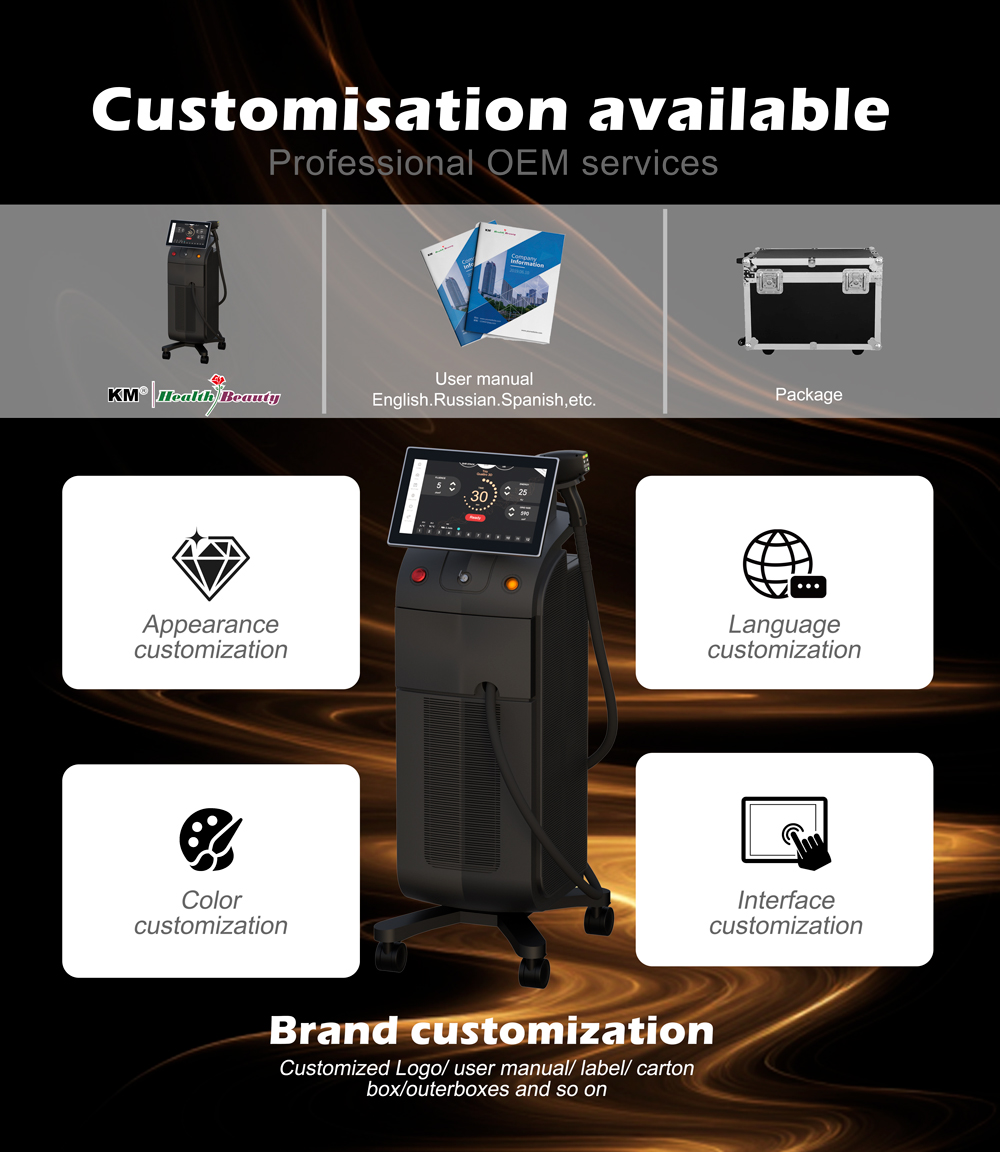OEM/ODM 808nm Diode Laser Hair Removal Machine High Power Salon Use Laser Hair Removal Big Spot Size for Full Body