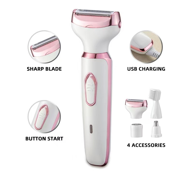 Multifunctional 4-in-1 Women's Electric Shaver Eyebrow Hair Removal USB Charging Underarm Hair Shaver Hair Remover